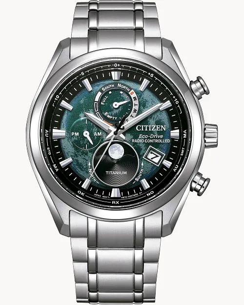 Tsuki-yomi A-T Green Dial Super Titanium Bracelet BY1010-57X Tsuki-yomi A-T Green Dial Super Titanium Bracelet BY1010-57X